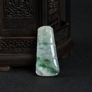 糯冰种飘花翡翠节节高升吊坠