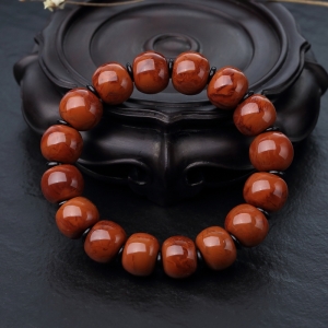 火焰纹南红苹果珠单圈手串