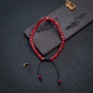 阿卡正红珊瑚桶珠手链
