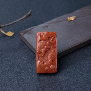 柿子红南红貔貅吊坠