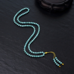 5mm中高瓷铁线蓝绿绿松石长链