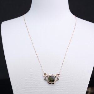 18K金镶钻双色碧玺锁骨链