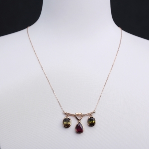 18K金镶钻双色碧玺锁骨链