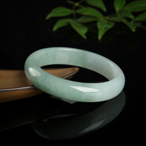 56.5mm糯种灰绿翡翠手镯