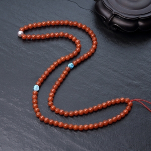 7.5mm柿子红南红108佛珠