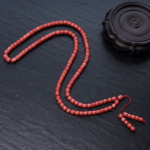 MOMO橘红珊瑚桶珠108佛珠