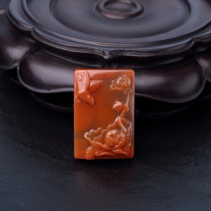 冻料南红鸟语花香吊坠