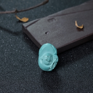 中高瓷蓝绿松石佛吊坠