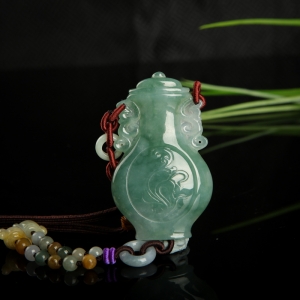 糯种飘花翡翠平平安安吊坠