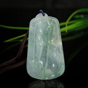 冰种飘花翡翠禅悟吊坠
