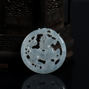 糯种翡翠马到成功吊坠