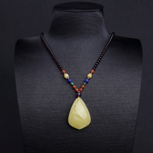 柠檬黄蜜蜡随形项链