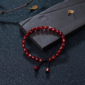 阿卡正红珊瑚桶珠手串