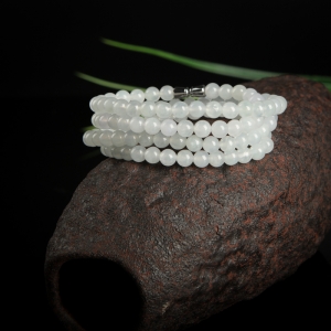 糯冰种白色翡翠项链