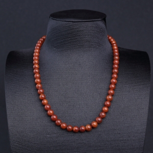 8.5mm柿子红南红项链