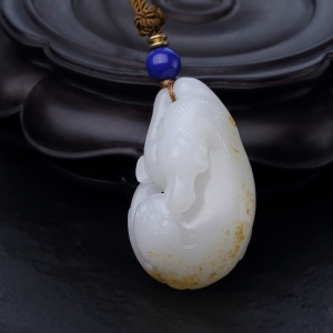 籽料和田白玉午马手把件