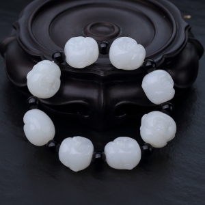 山料和田白玉罗汉头单圈手串