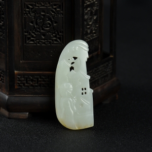 籽料和田白玉美女吊坠