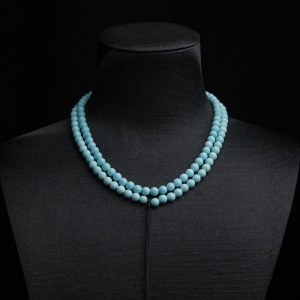 5mm中高瓷铁线浅蓝绿松石珠链