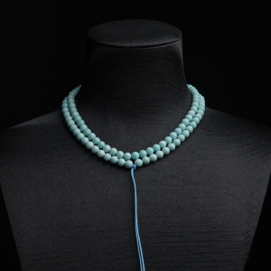 5mm中高瓷铁线蓝绿绿松石珠链