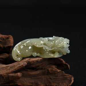 糯种黄翡貔貅吊坠