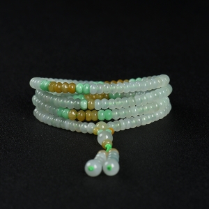 糯冰种翡翠算盘珠项链