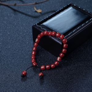 阿卡正红珊瑚桶珠手串