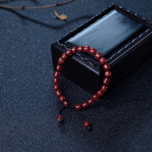 阿卡正红珊瑚桶珠手串