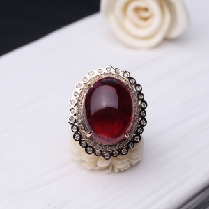 18K金镶钻玫红碧玺两用款