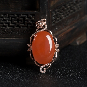 银镶樱桃红南红吊坠