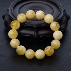 16mm白花蜜蜡单圈手串