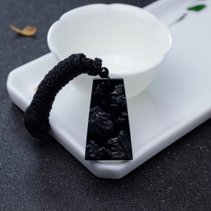 冰种墨翠山水意境牌吊坠