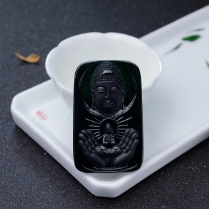 冰种墨翠大日如来吊坠