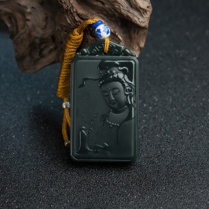 山料和田碧玉观音吊坠