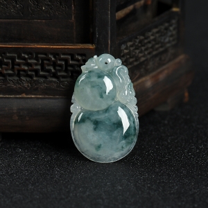 糯种飘花翡翠福禄吊坠