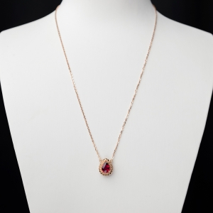 18K金镶钻卢比莱色碧玺锁骨链