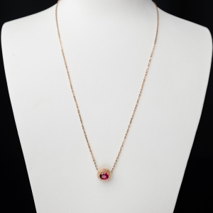 18K金镶钻卢比莱色碧玺锁骨链