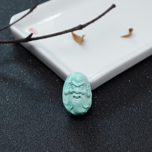 高瓷浅蓝绿松石寿星吊坠