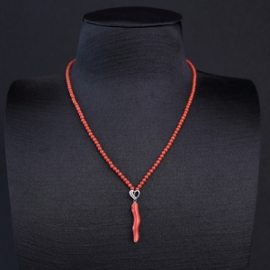 3mm沙丁朱红珊瑚项链
