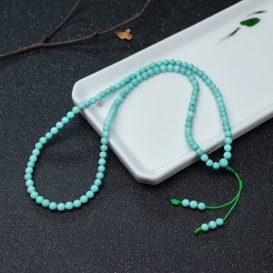 5mm中高瓷铁线蓝绿松石长链