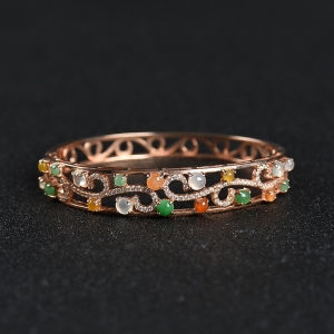 56mm银镶糯种翡翠手镯