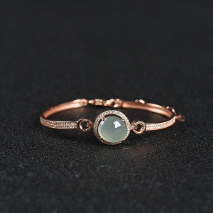 银镶糯种翡翠手环