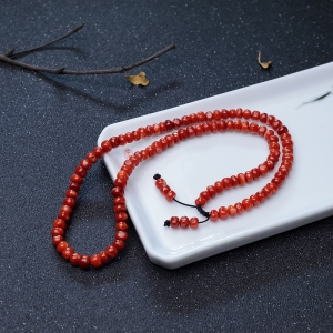 阿卡正红珊瑚鼓珠项链