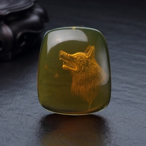 墨西哥蓝珀狼吊坠