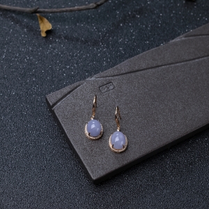 18K金镶钻糯种紫罗兰翡翠耳坠