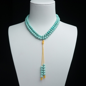 5mm中高瓷浅蓝绿松石珠链