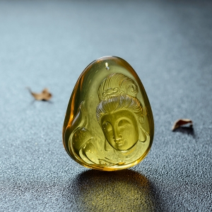 墨西哥蓝珀观音吊坠