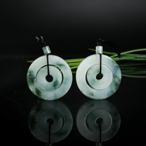 糯种飘花翡翠平安扣吊坠