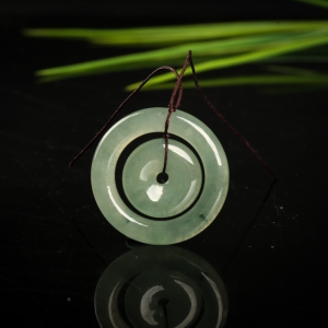 油青种灰绿翡翠平安扣吊坠