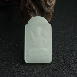 山料和田青白玉虚空藏菩萨吊坠